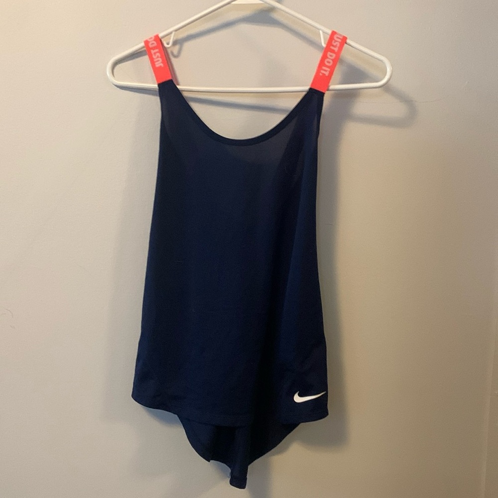 Nike Dri-Fit “Just Do It” Criss-cross Backed Navy Tank Top
